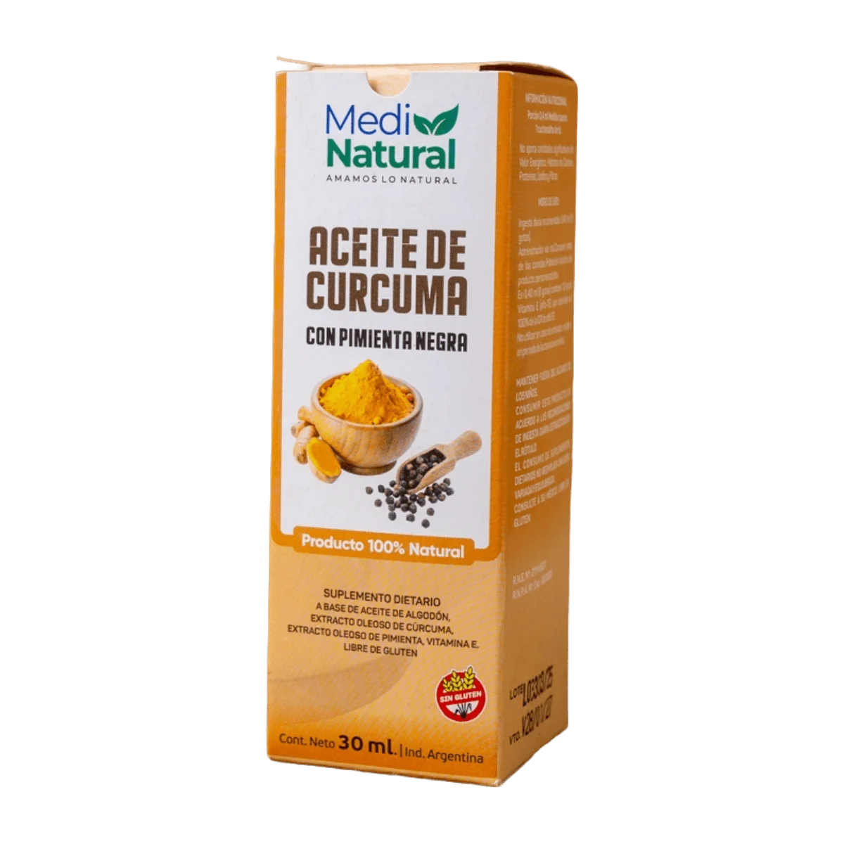 Aceite de cúrcuma y pimienta negra Medinatural 30ml
