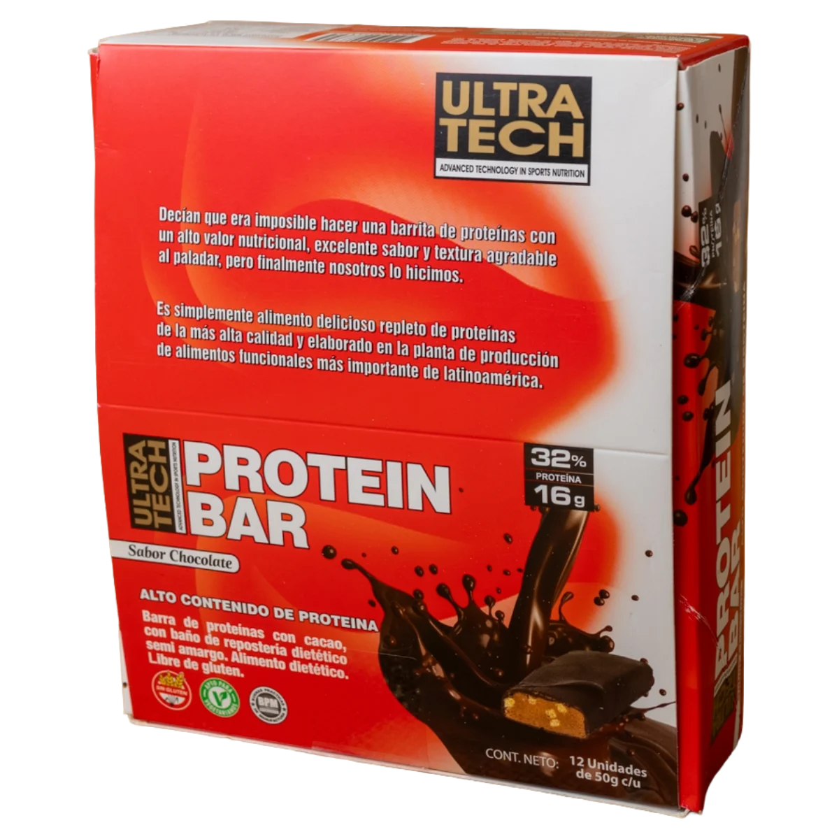 Barra proteica de chocolate 50g x12u Ultra Tech