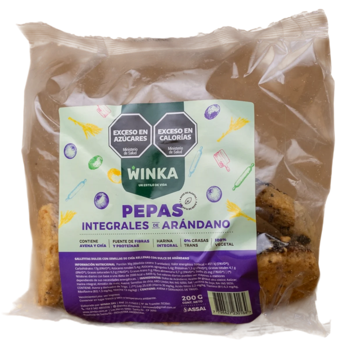 Pepas integrales arándano 200g Winka