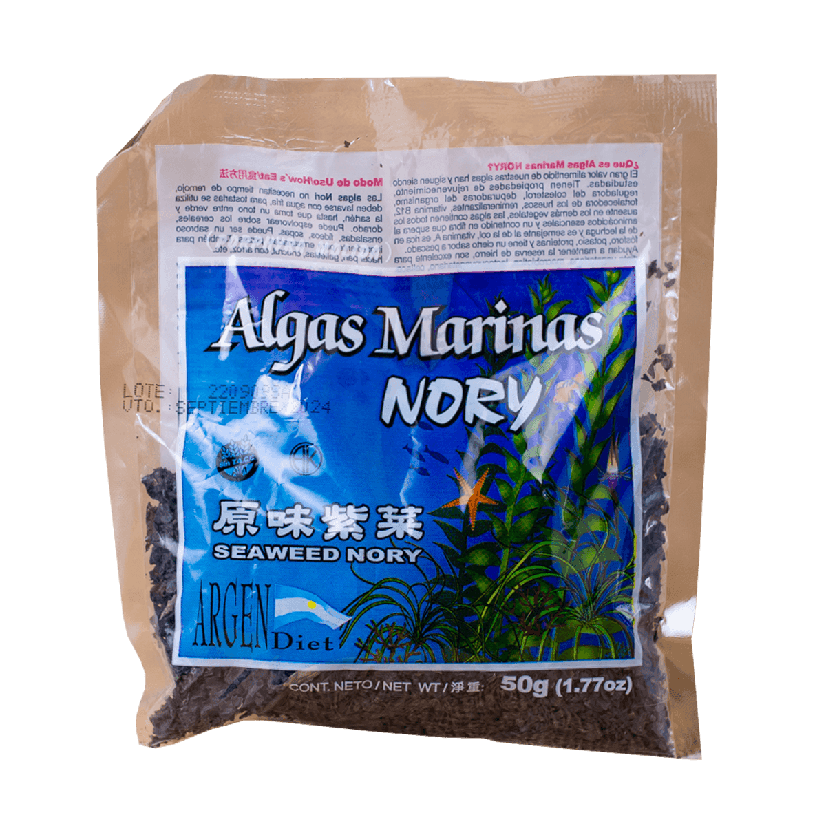 Algas nori 50gr Argendiet
