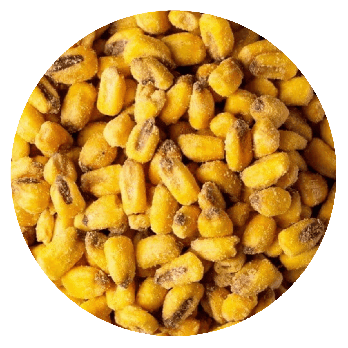 Maíz tostado frito mostaza y miel