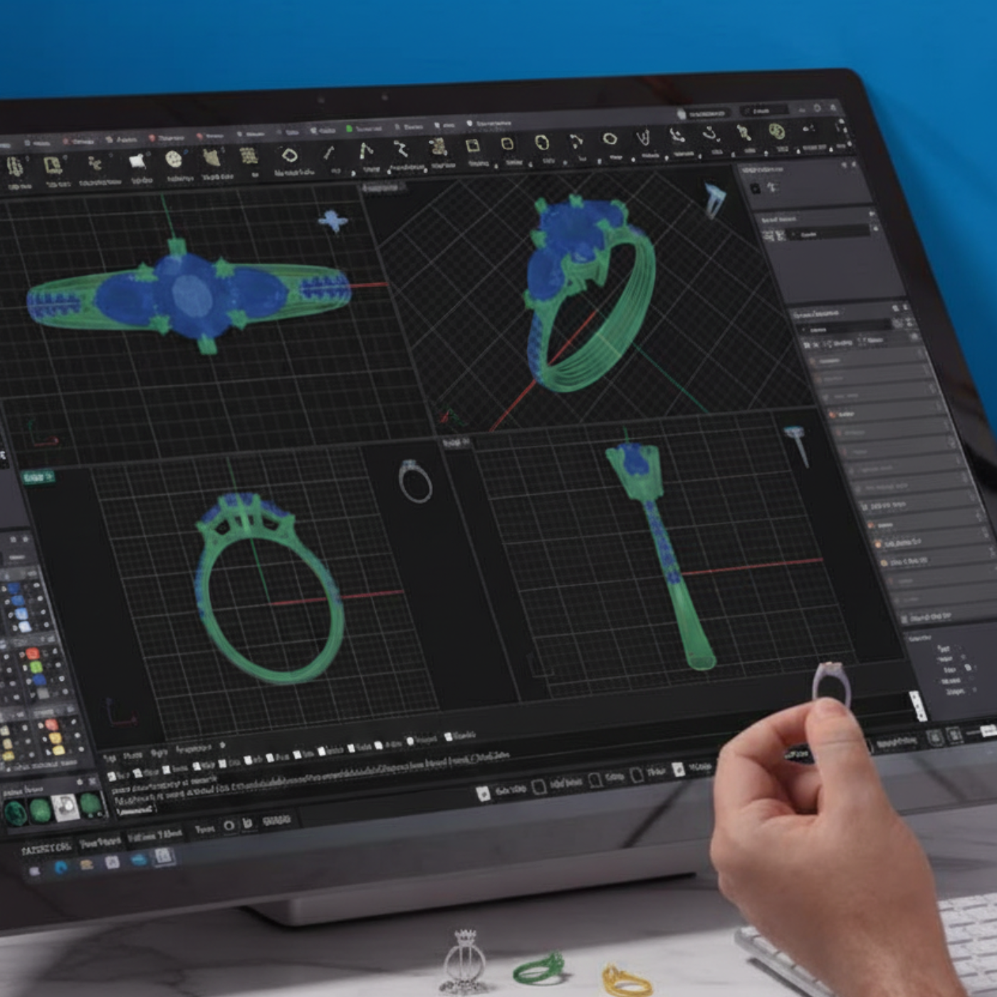 An artisan carefully polishing a diamond on a wheel.