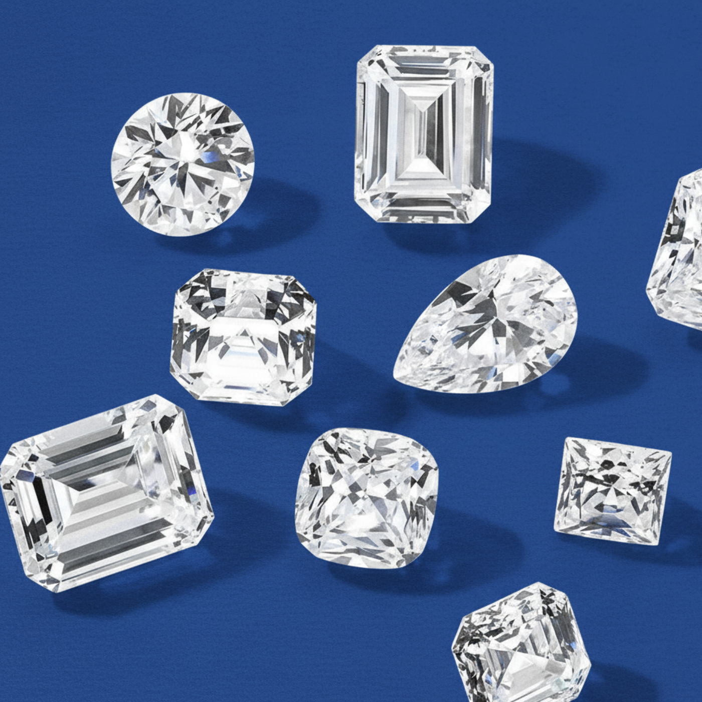 A stunning, large 10-carat white diamond on a dark background.