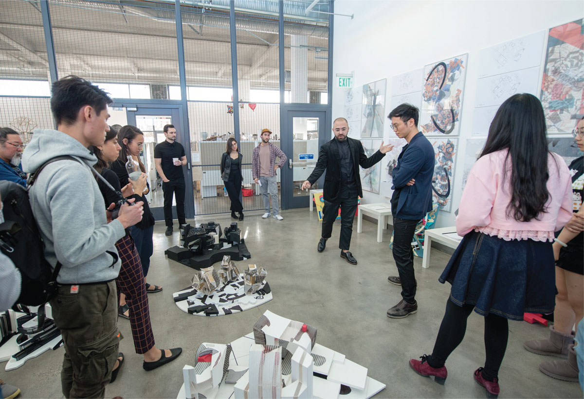 Faculty and students discuss final projects at the USC School of Architecture