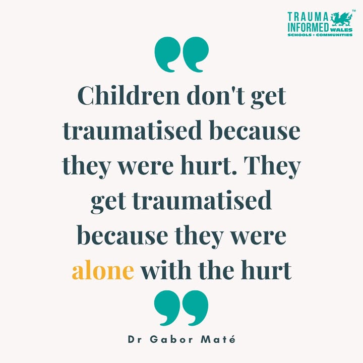 Children don't get traumatised because they were hurt. They get traumatised because they were alone with the hurt - Dr Gabor Maté