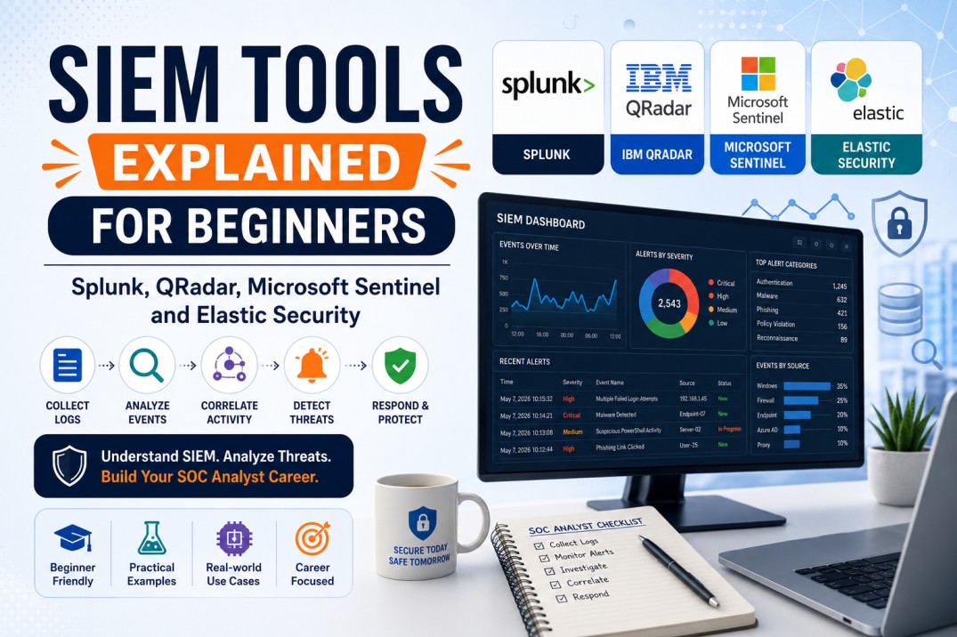 SIEM Tools Explained for Beginners: Splunk, QRadar, Microsoft Sentinel and Elastic cybersecurity training article