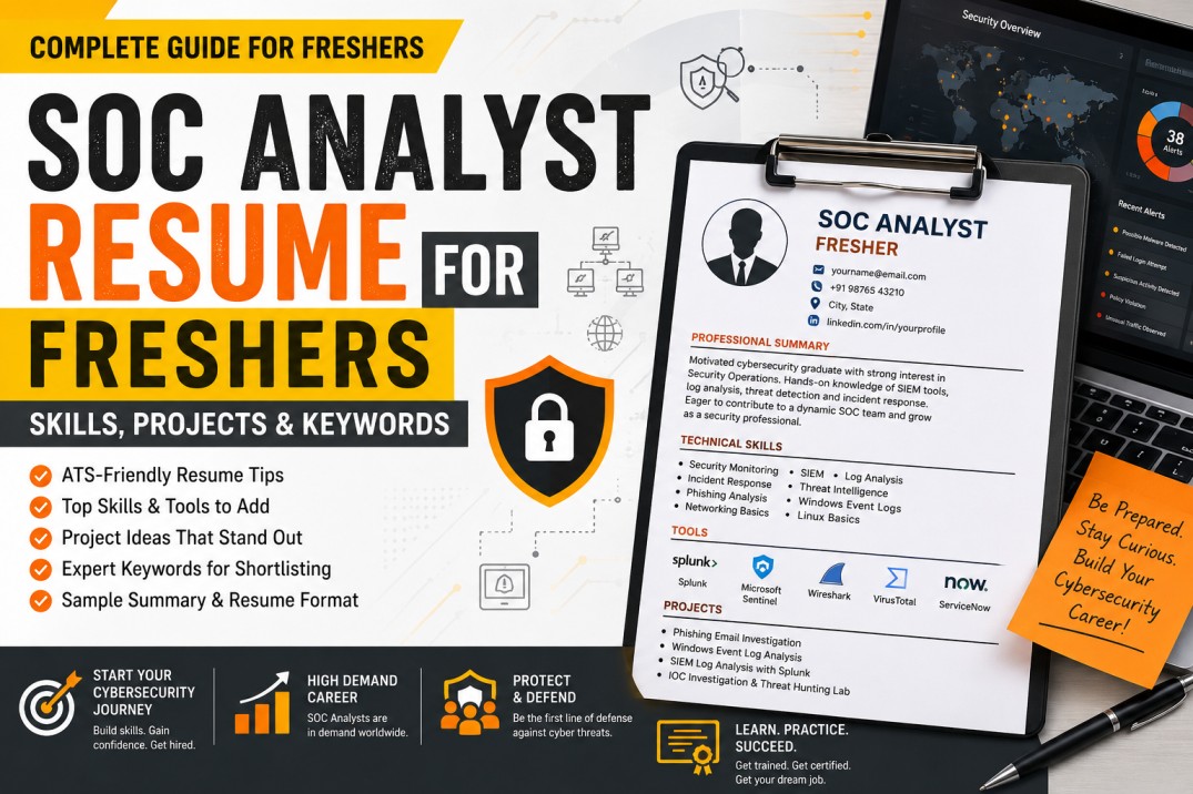 SOC Analyst Resume for Freshers: Skills, Projects and Keywords cybersecurity training article