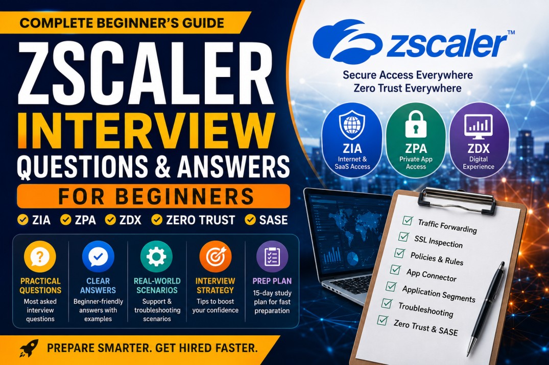 Zscaler Interview Questions and Answers for Beginners: ZIA, ZPA, ZDX and Zero Trust cybersecurity training article
