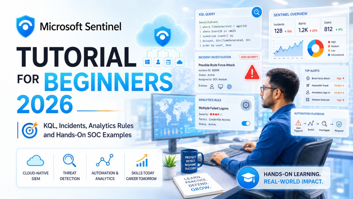 Microsoft Sentinel Tutorial for Beginners 2026: Complete SOC Analyst Guide with KQL and Hands-On Examples cybersecurity training article