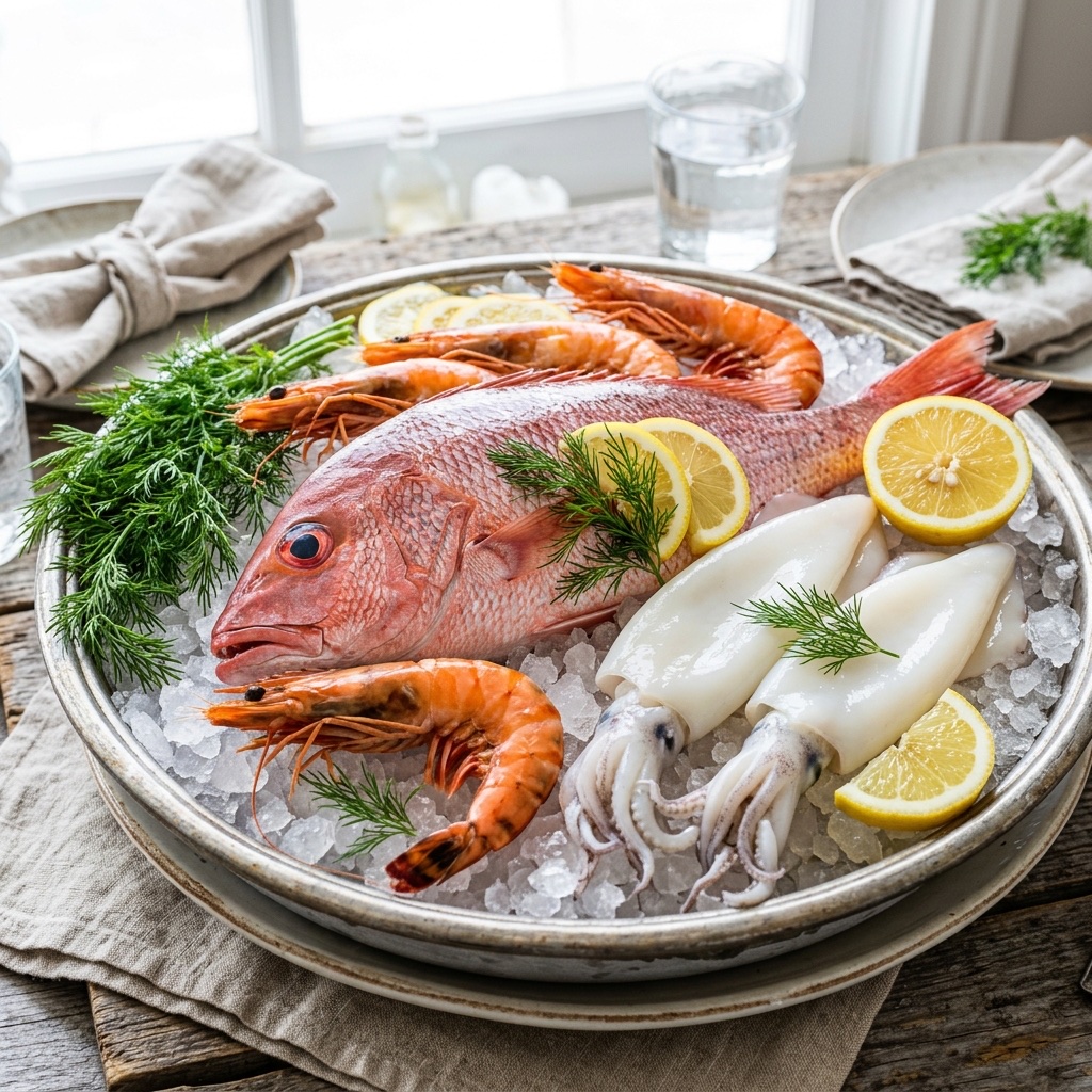 Giá trị dinh dưỡng của cá biển, tôm, mực đối với tim mạch
