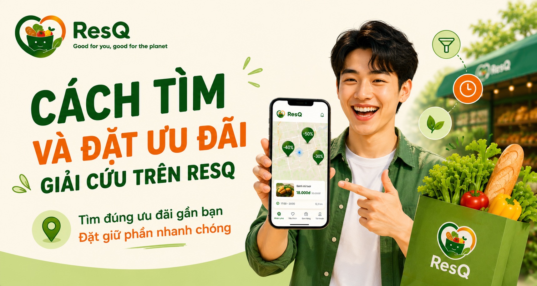 Cách tìm và đặt ưu đãi giải cứu trên ResQ