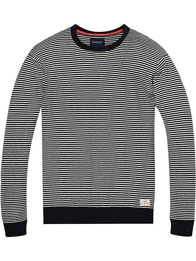  AMS Blauw Regular Fit Crew Neck Knit In Cotton Cashmere