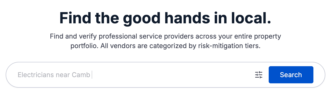 Search-first discovery: a property manager can size up local supply before ever making an account.