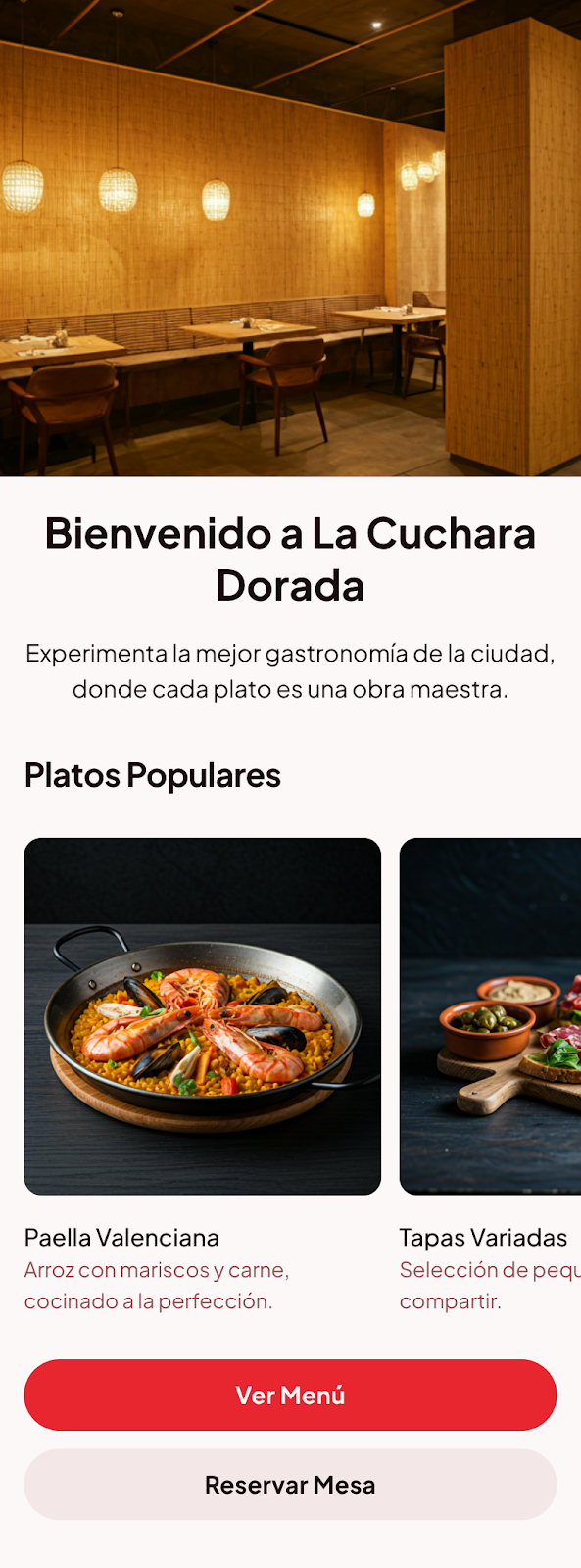 Restaurant website example