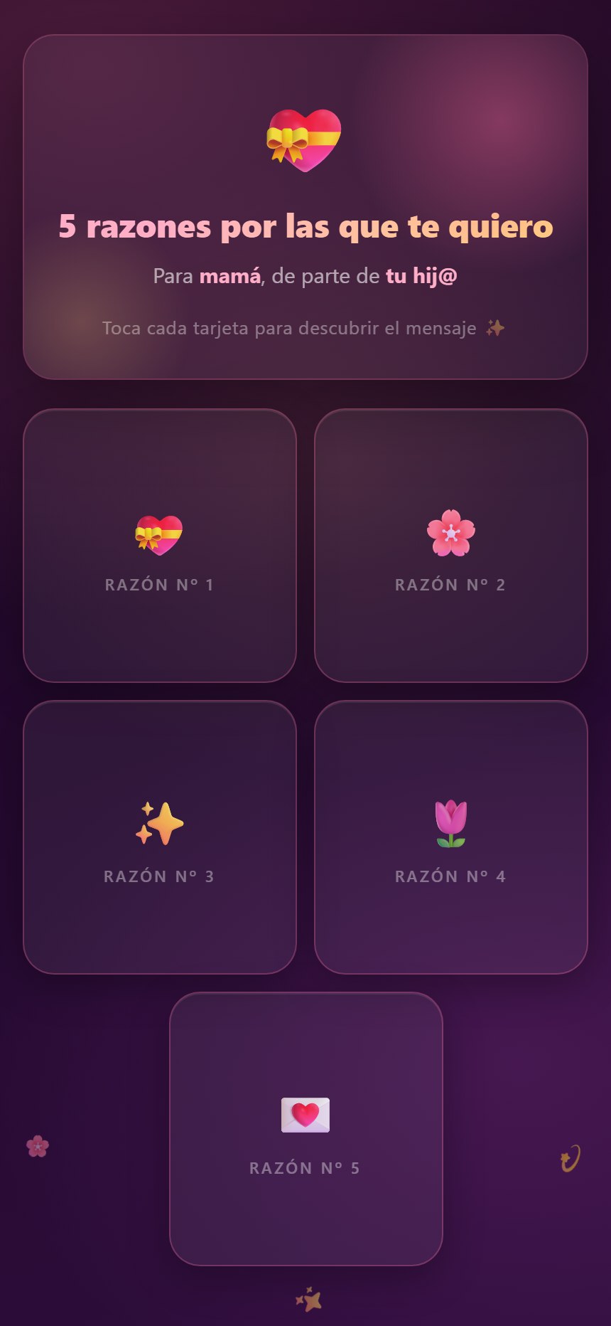 5 razones por las que te quiero, mamá