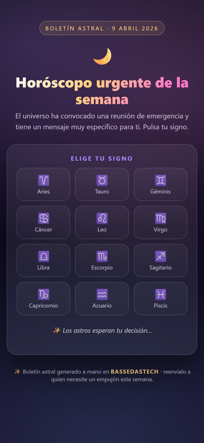 Horóscopo urgente de la semana