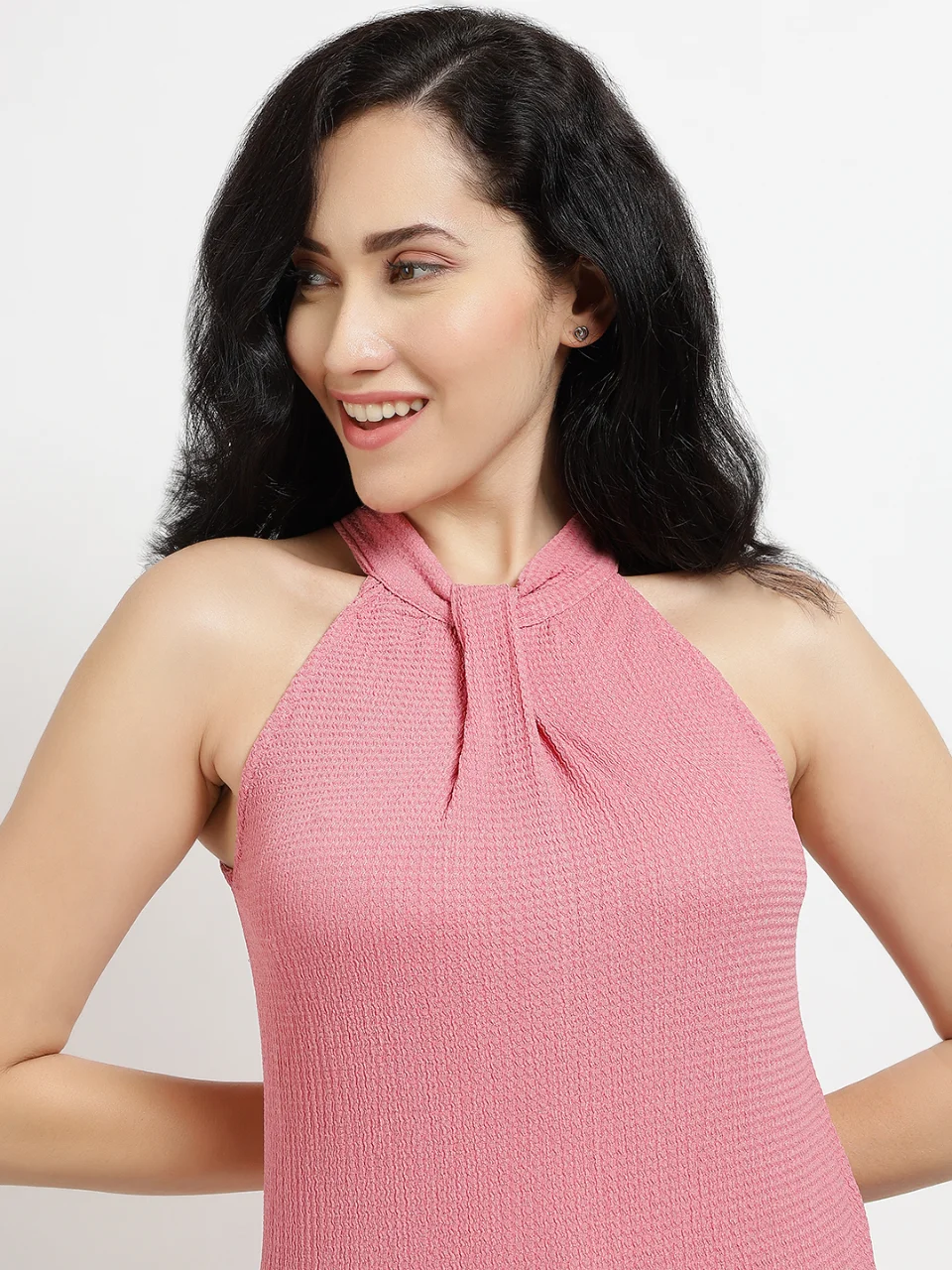 Women’s Sleeveless Halter Neck Ribbed Top - View 6