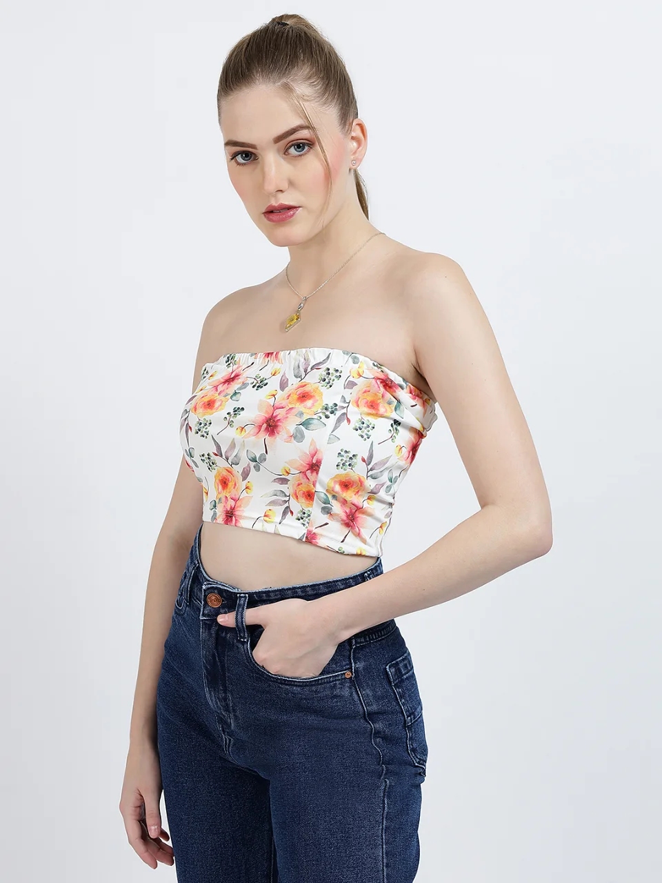Women Floral Printed Tube Top alternate view