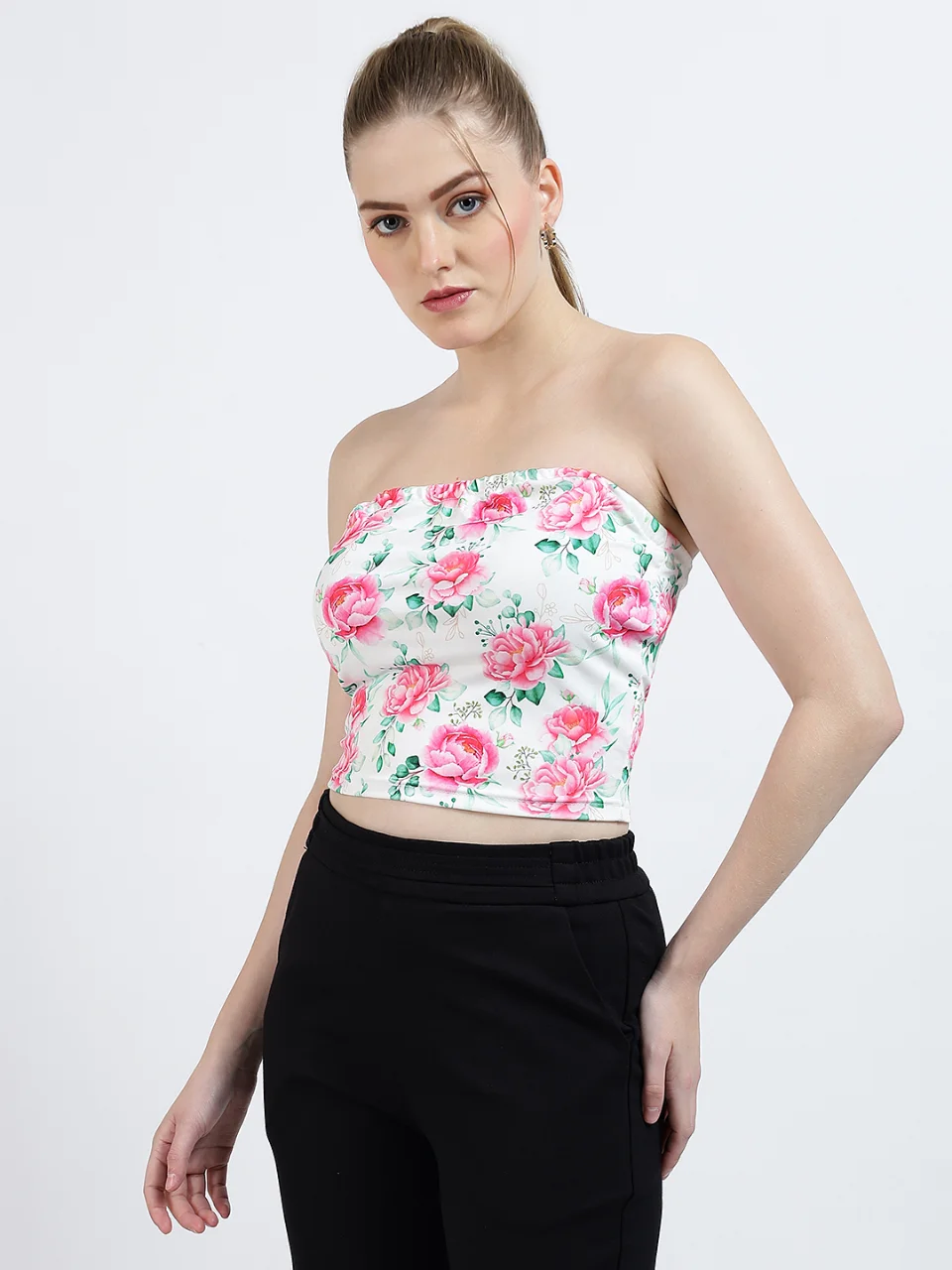 Women’s Floral Printed Strapless Tube Top alternate view