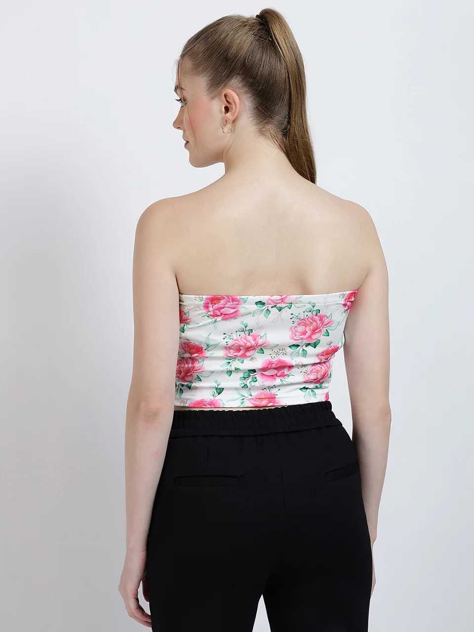 Women’s Floral Printed Strapless Tube Top - View 4