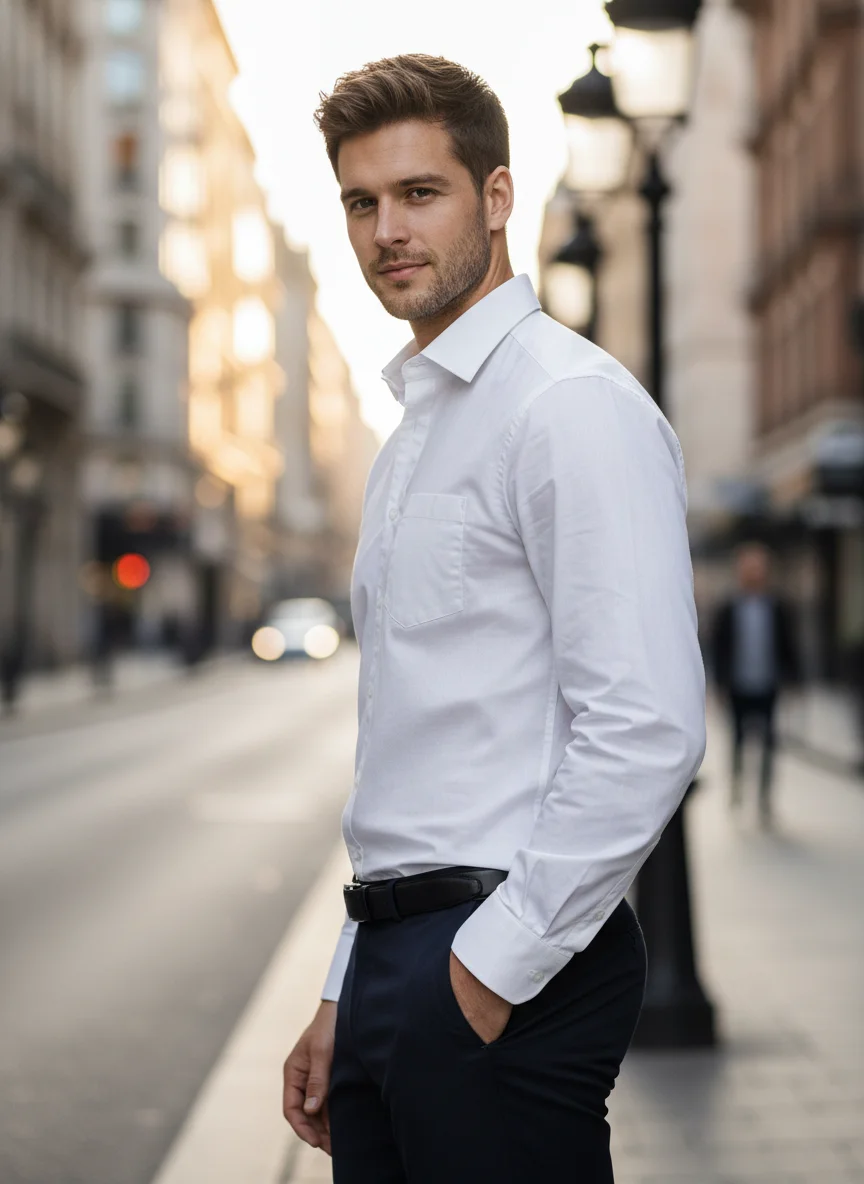 Men’s Premium White Pure Cotton Shirt – Regular Fit | Full Sleeve | Plain Fabric - View 3