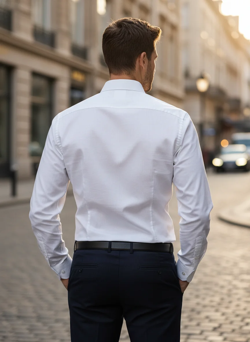Men’s Premium White Pure Cotton Shirt – Regular Fit | Full Sleeve | Plain Fabric - View 4