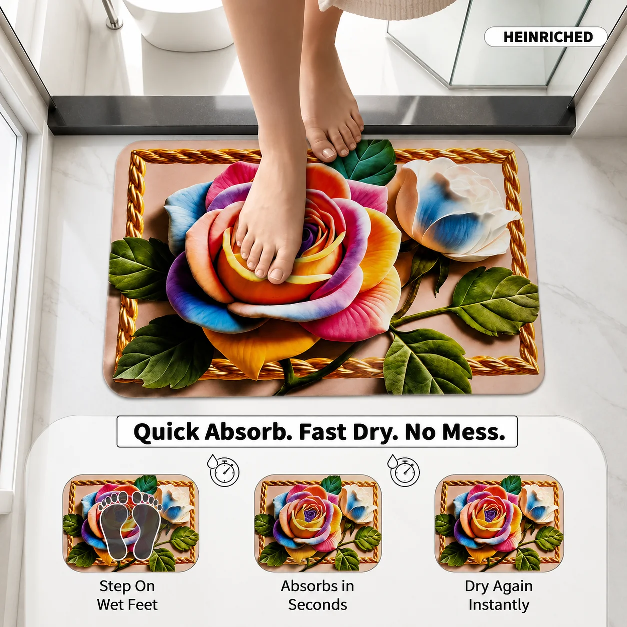 7D Multipurpose mat -Non-Slip, Absorbent, Microfiber Rug for Bedroom, Living Room, Bathroom, Kitchen - View 3