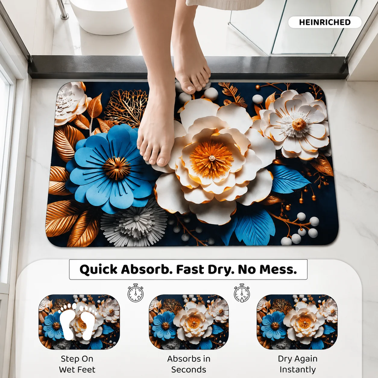 7D Multipurpose mat -Non-Slip, Absorbent, Microfiber Rug for Bedroom, Living Room, Bathroom, Kitchen - View 3