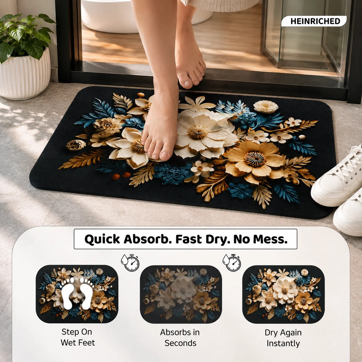 7D Multipurpose mat -Non-Slip, Absorbent, Microfiber Rug for Bedroom, Living Room, Bathroom, Kitchen - View 3