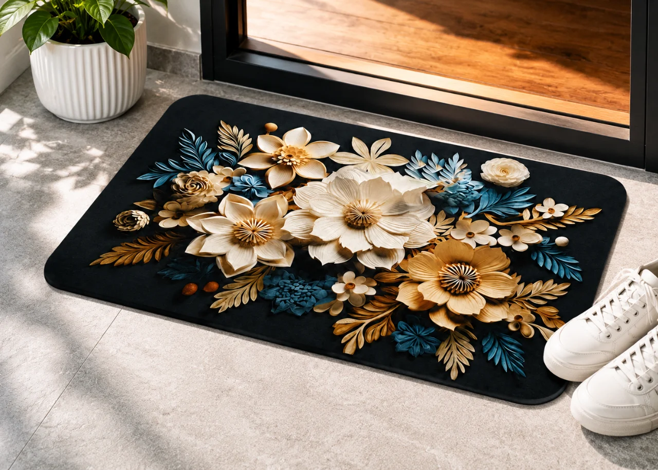 7D Multipurpose mat -Non-Slip, Absorbent, Microfiber Rug for Bedroom, Living Room, Bathroom, Kitchen