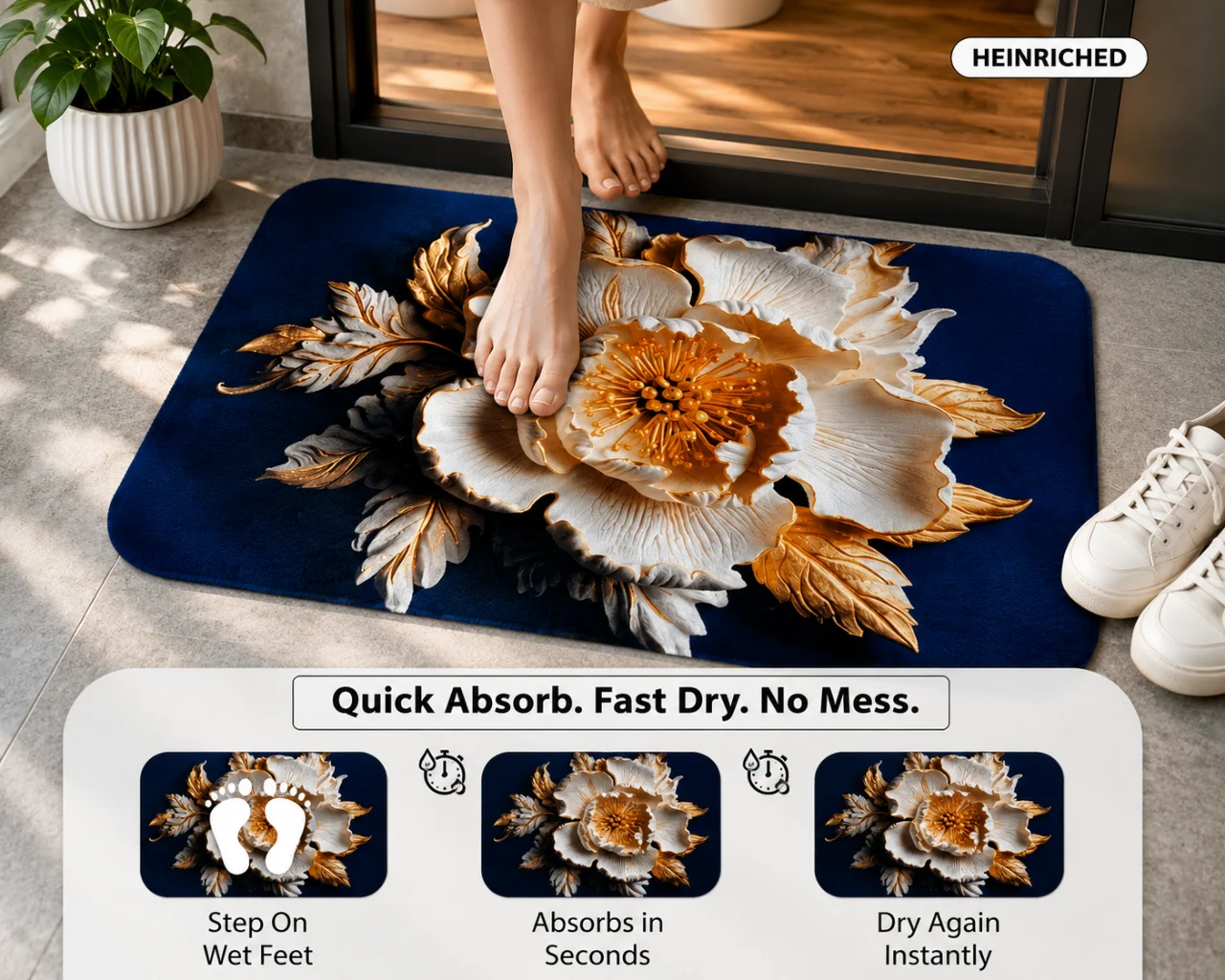 7D Multipurpose mat -Non-Slip, Absorbent, Microfiber Rug for Bedroom, Living Room, Bathroom, Kitchen - View 3