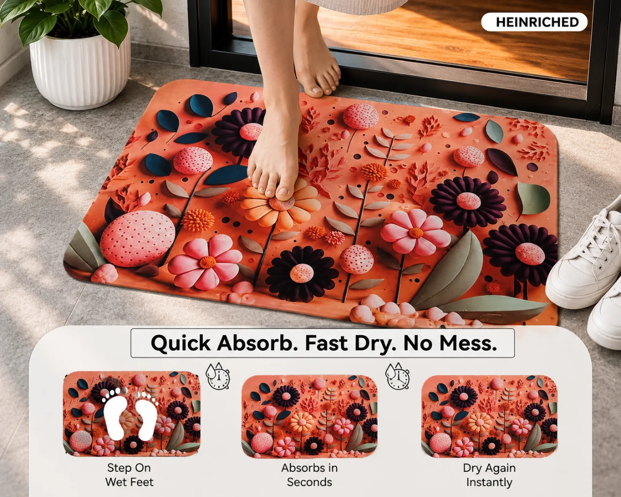 7D Multipurpose mat -Non-Slip, Absorbent, Microfiber Rug for Bedroom, Living Room, Bathroom, Kitchen - View 3