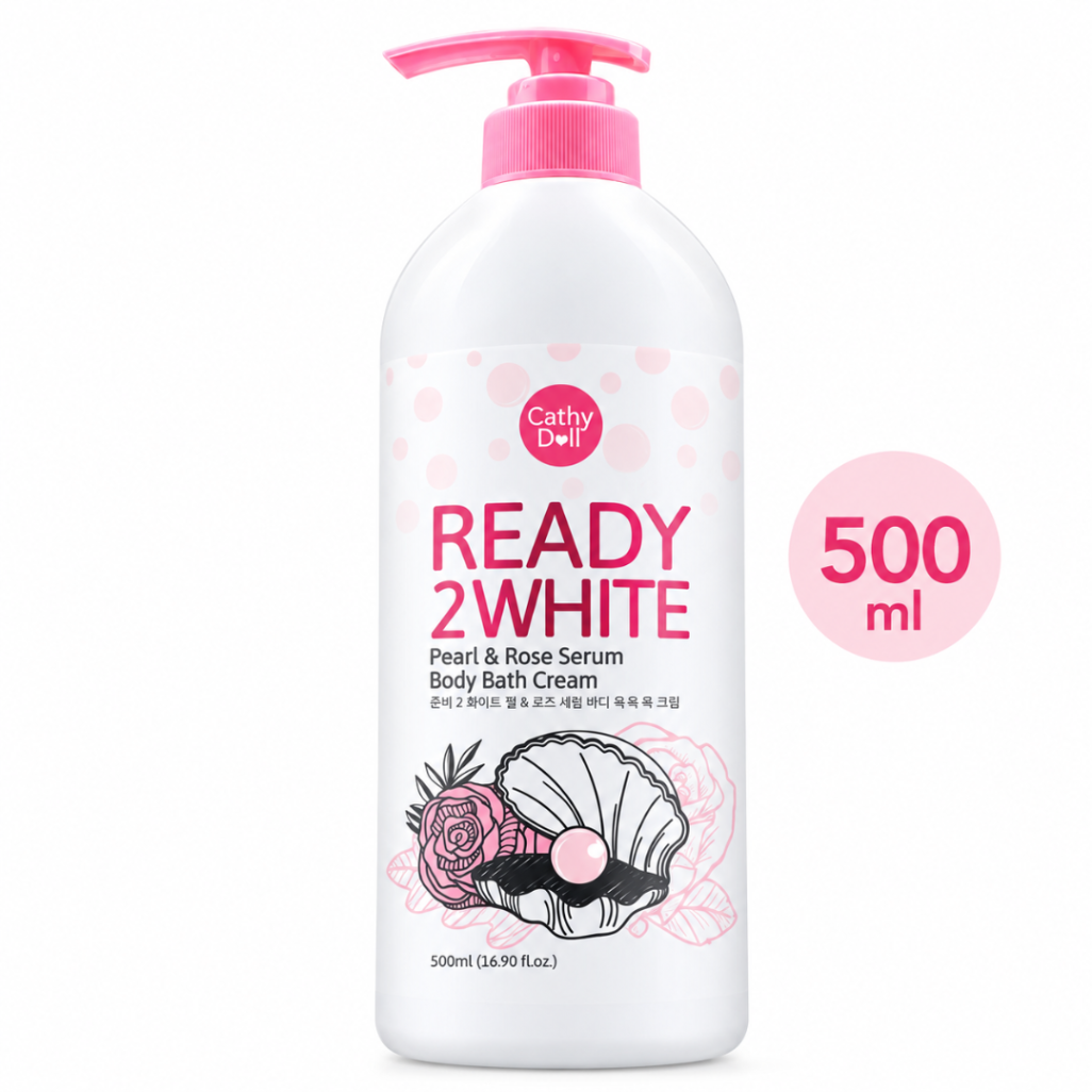 CATHY DOLL READY 2 WHITE PEARL & ROSE SERUM BODY BATH CREAM 500 ml