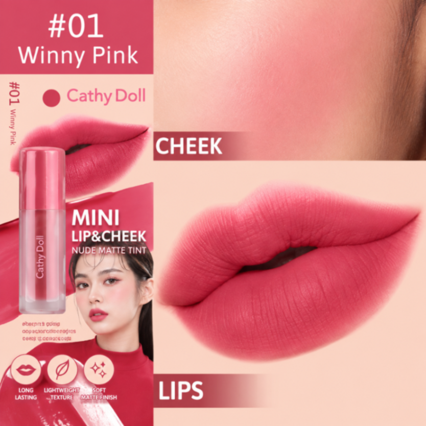 CATHY DOLL MINI LIP & CHEEK NUDE MATTE TINT 2.1 gr