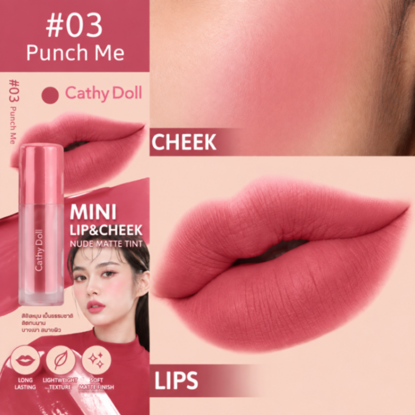 CATHY DOLL MINI LIP & CHEEK NUDE MATTE TINT 2.1 gr
