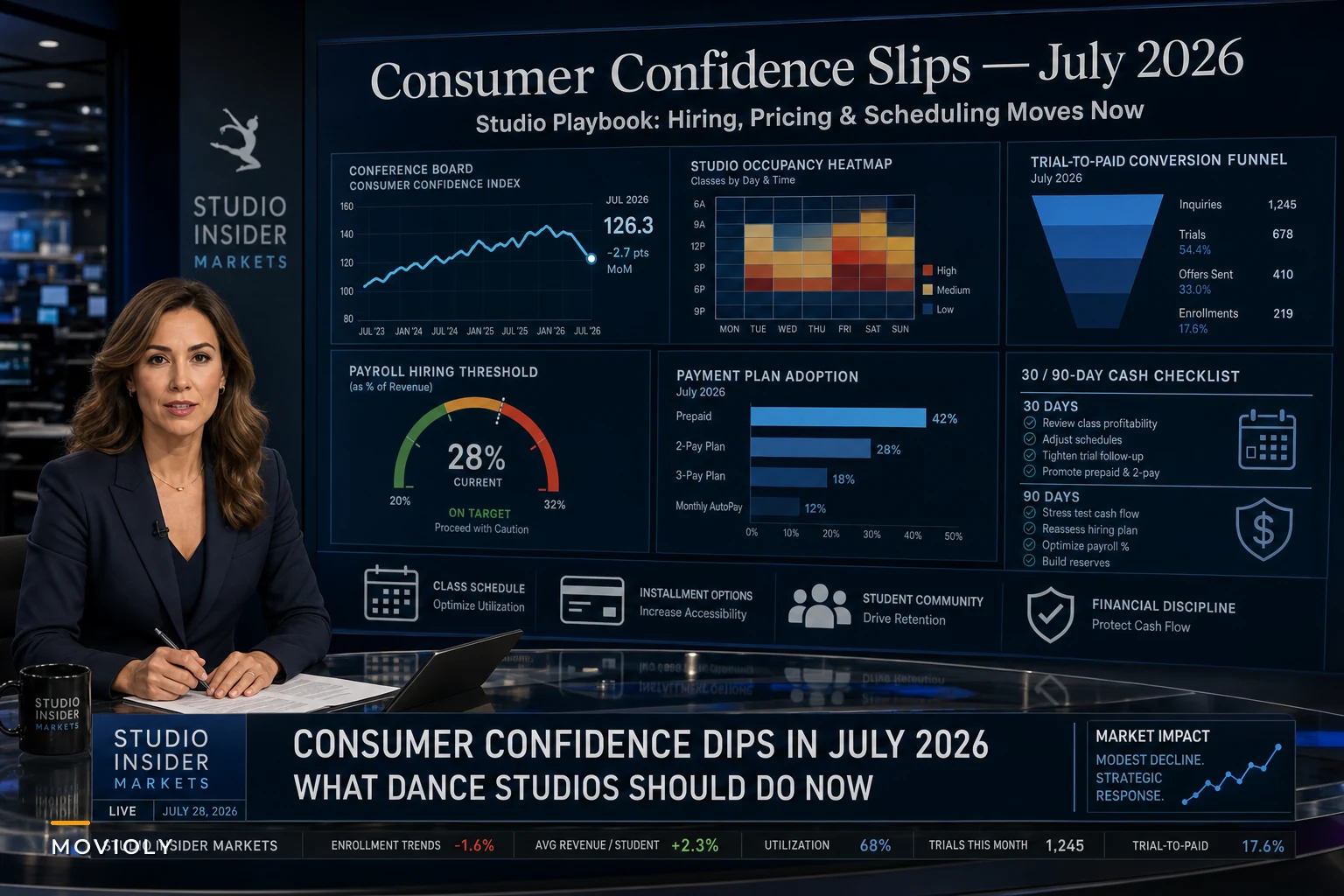 Consumer Confidence Slips in July 2026—Staffing, Pricing, and Scheduling Moves Dance Studios Should Make Now
