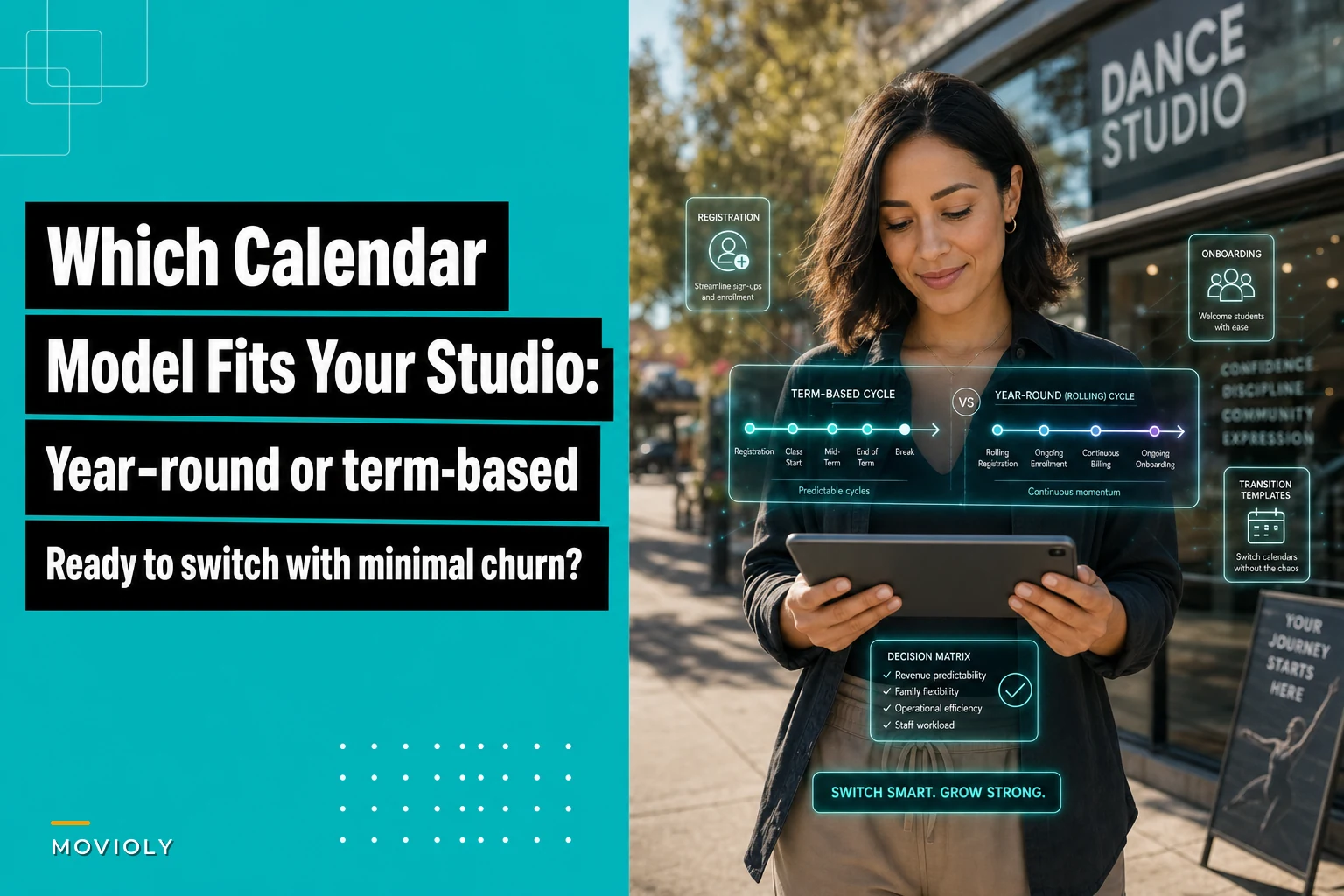 Which calendar model fits your studio — a decision matrix for choosing year‑round vs term‑based classes
