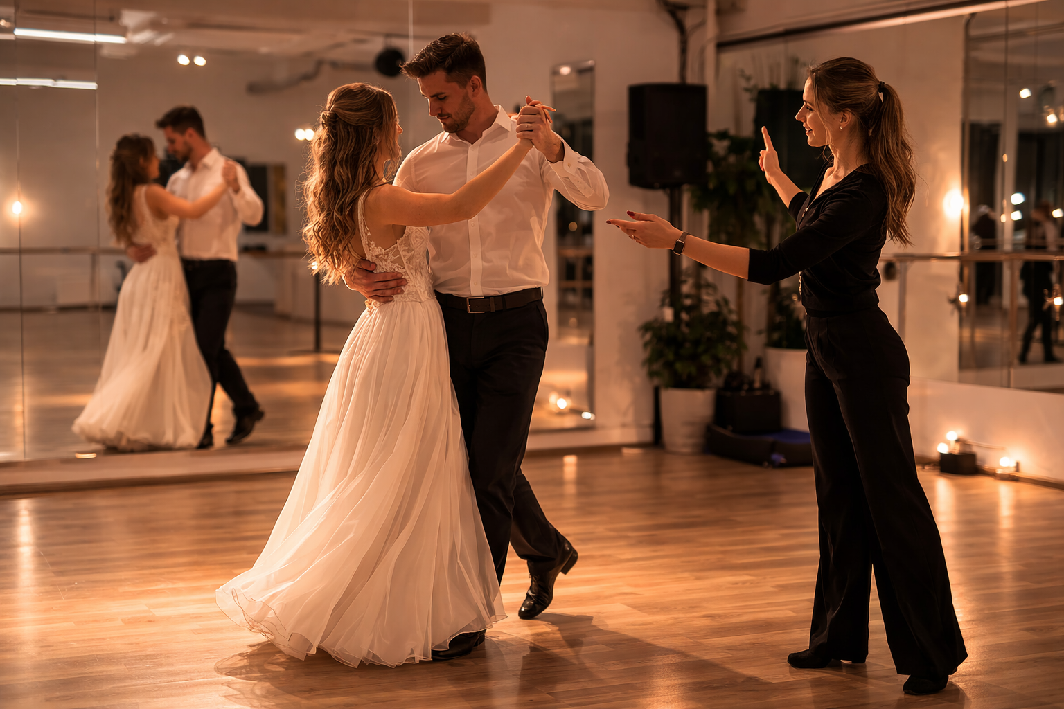 Lekcja pierwszego tańca dla pary młodej w szkole tańca we Wrocławiu