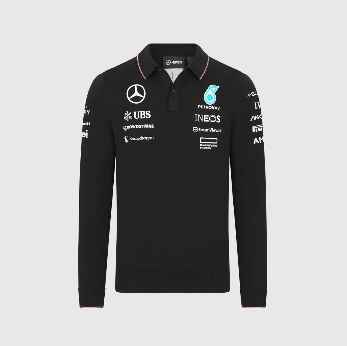 Mercedes Long Polo 2022 Season Black OFFICIAL