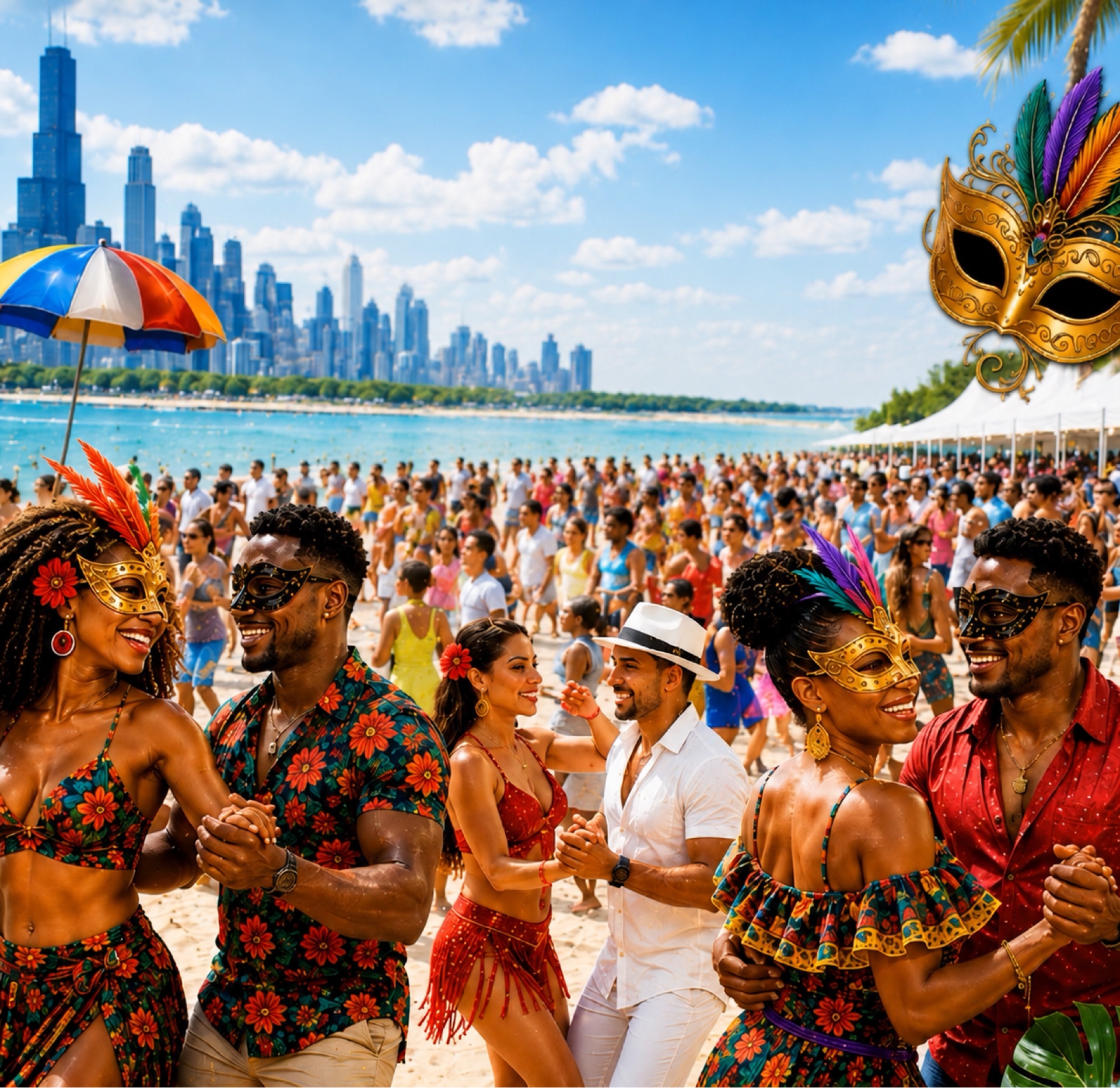 Salsa masquerade beach ball