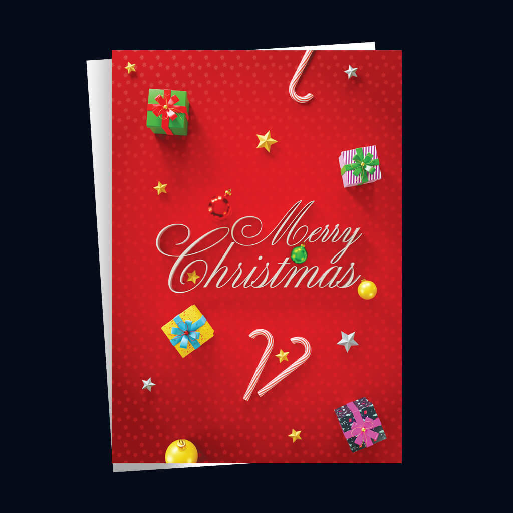 Merry Christmas in 3D Greeting Card