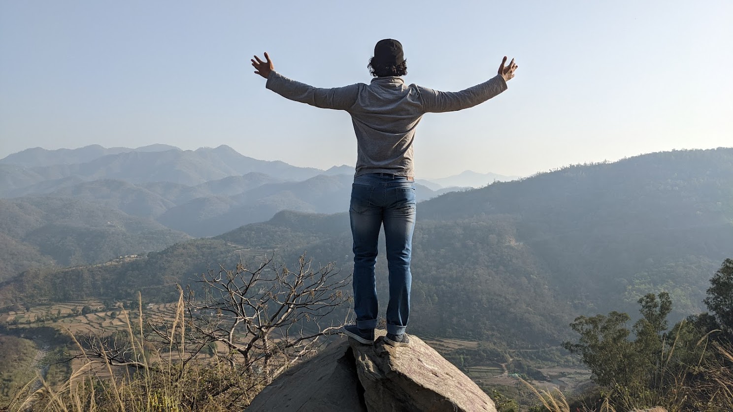 me standing on a stone