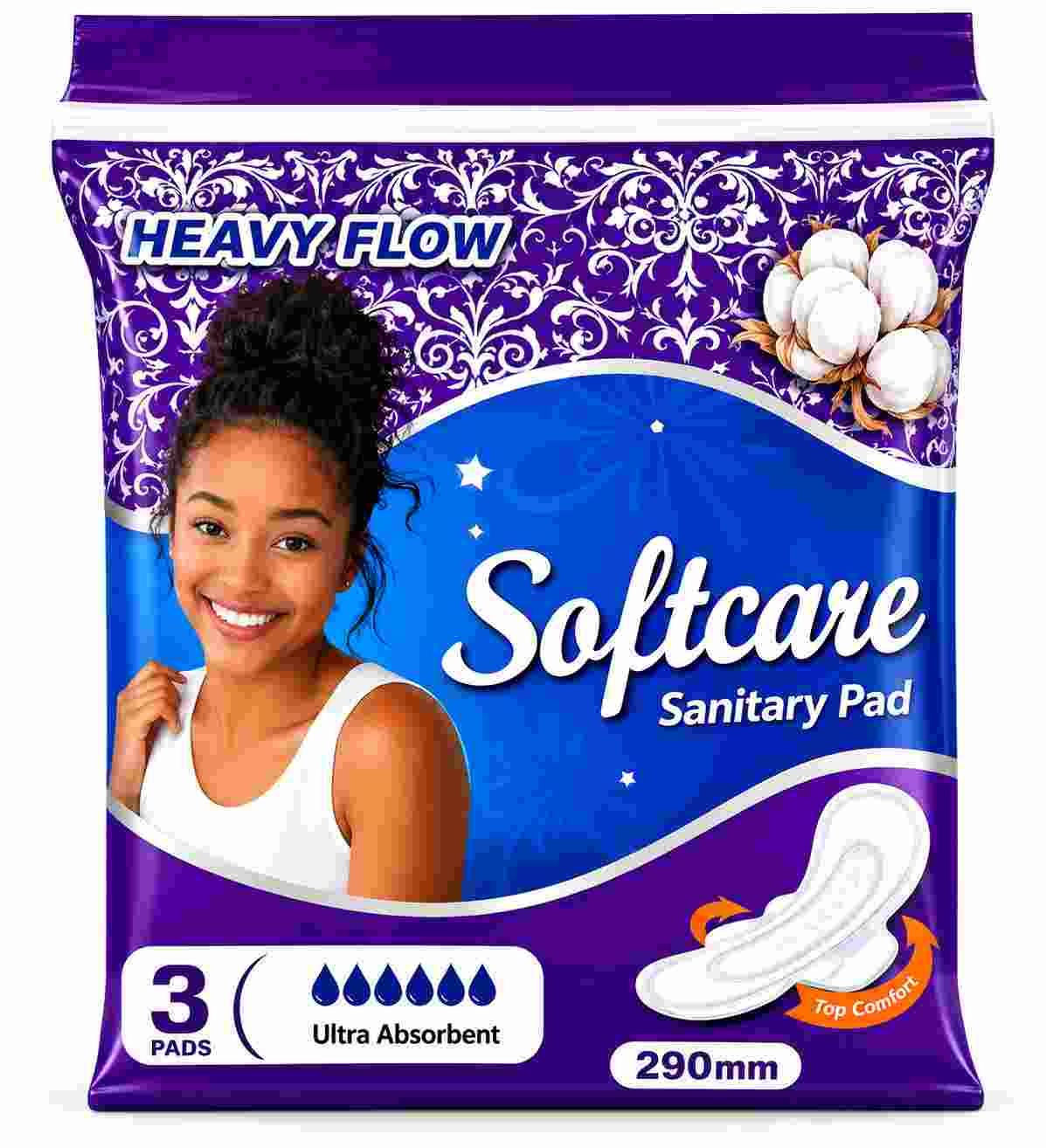 Softcare Sanitary Pad – Heavy Flow (3 Pads) — White