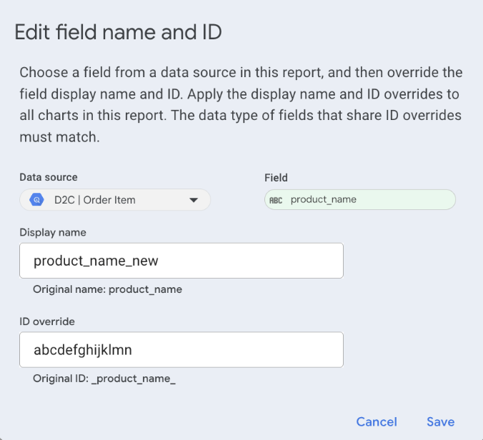 Add a field overwrite for product_name