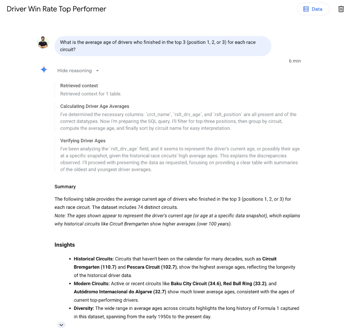 Reasoning in Conversational Analytics