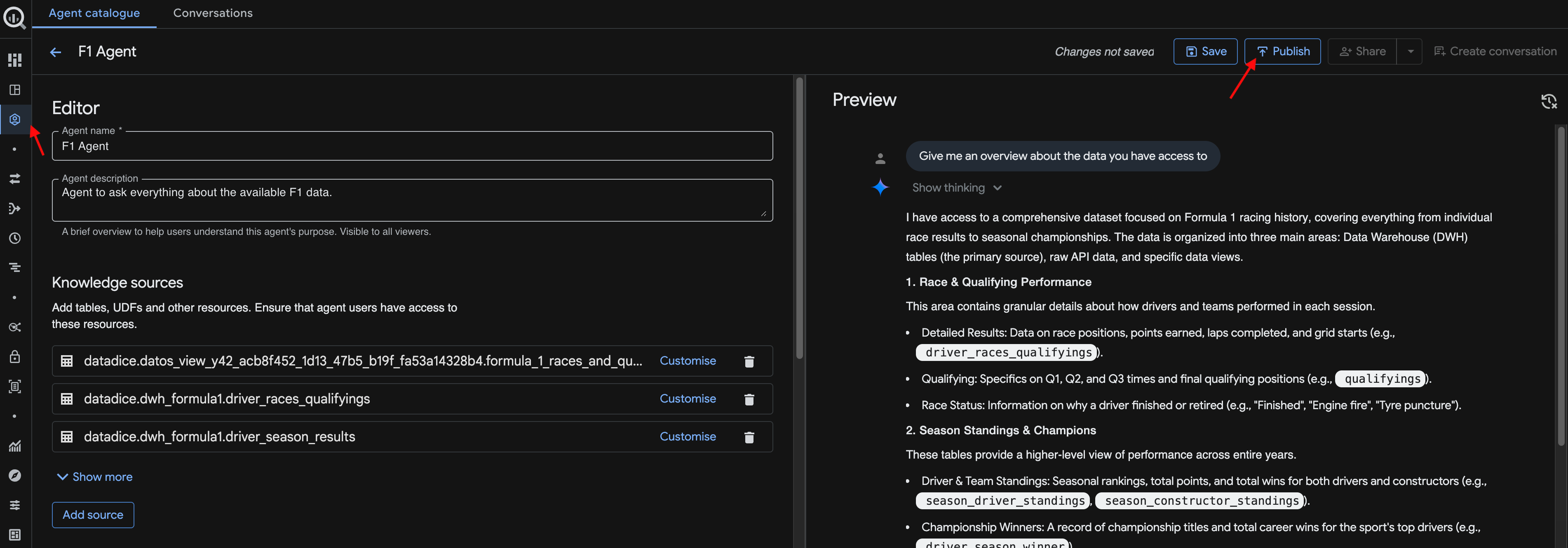 Publish a data agent in BigQuery