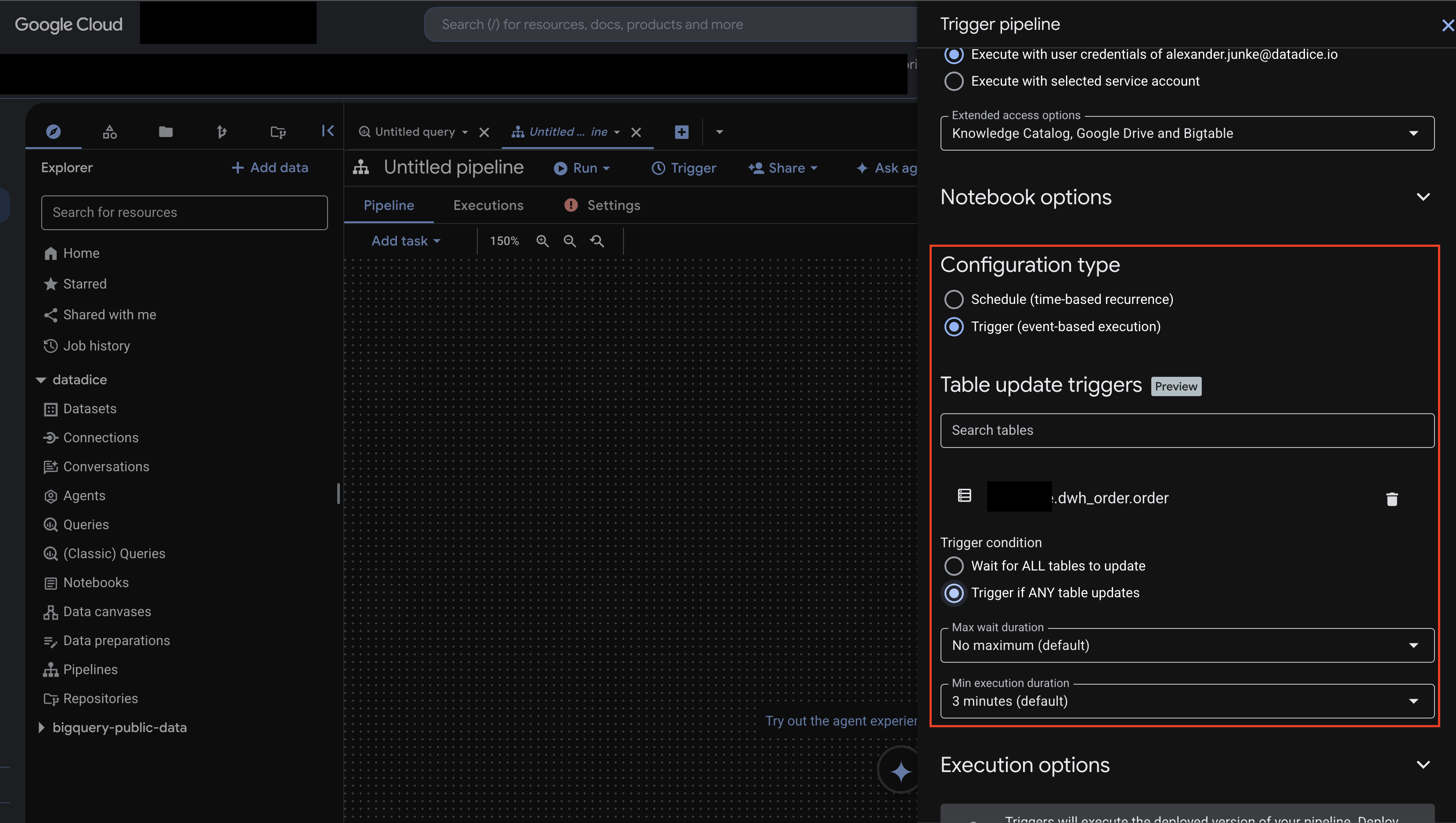 Trigger based configuration