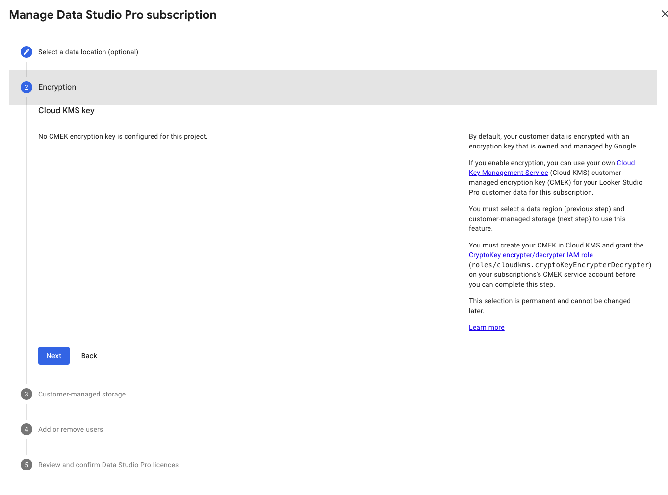 Setting up CMS Key