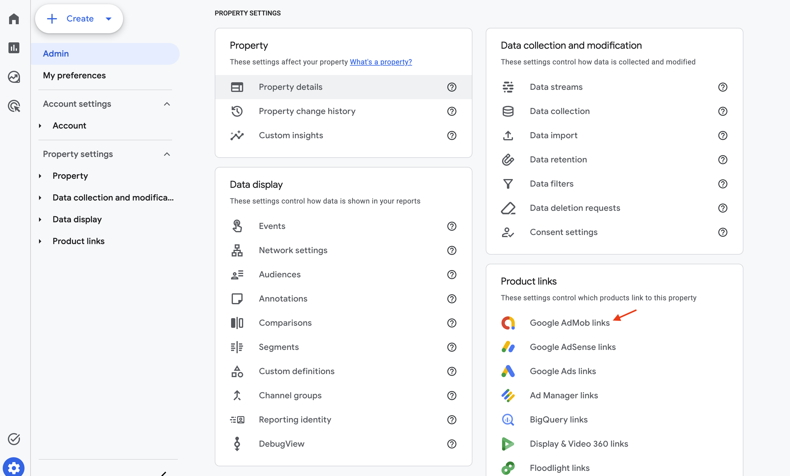 AdMob Link in Admin section