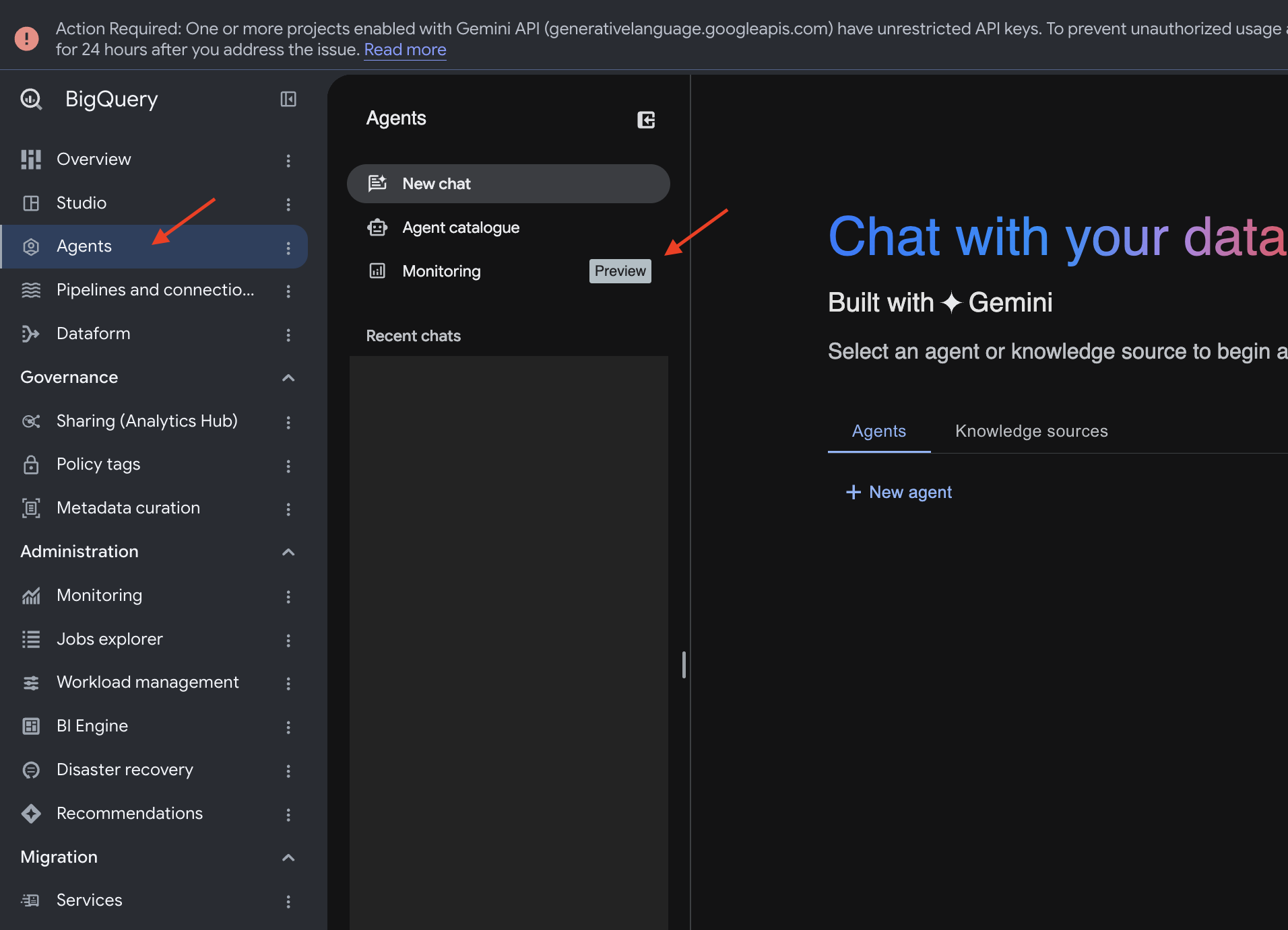 Select Monitoring in BigQuery Agents